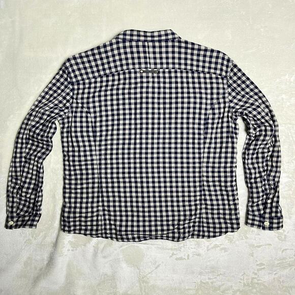 Diesel Gingham Plaid Oxford Shirt Men's XL Blue Button Up Cotton but Feels Linen - Picture 6 of 12